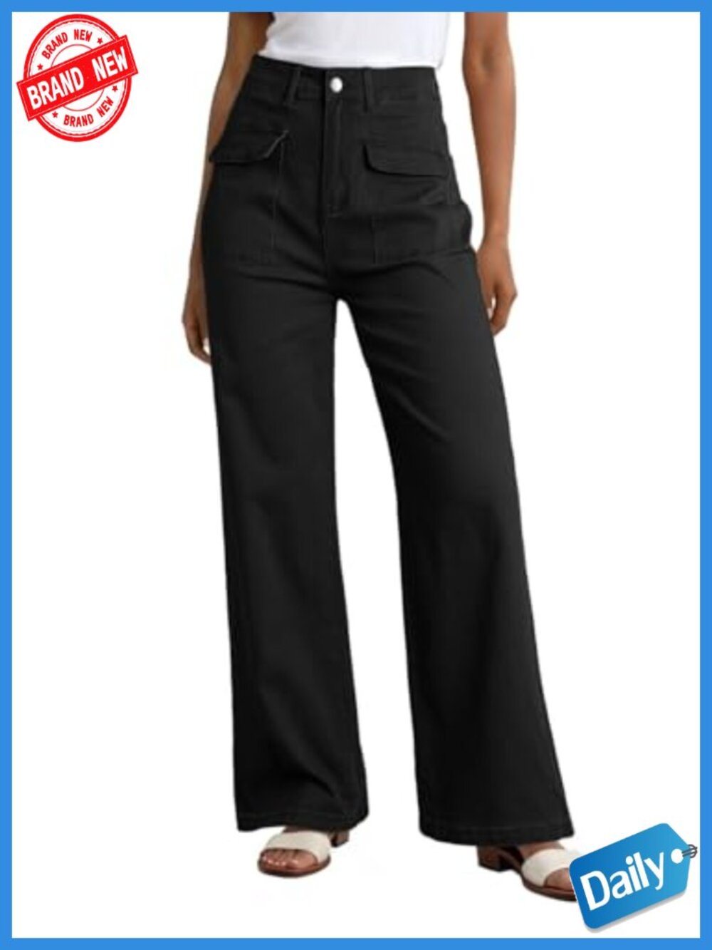 Women's Cargo Baggy Wide Leg High Waist Casual Stretch Pants